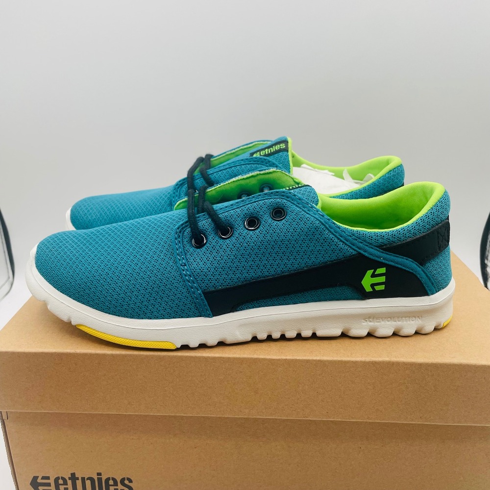 Etnies‎ Scout Teal Black Mesh Lightweight Skate Shoes Mens 7 Womens 8.5 Skater - Picture 5 of 6